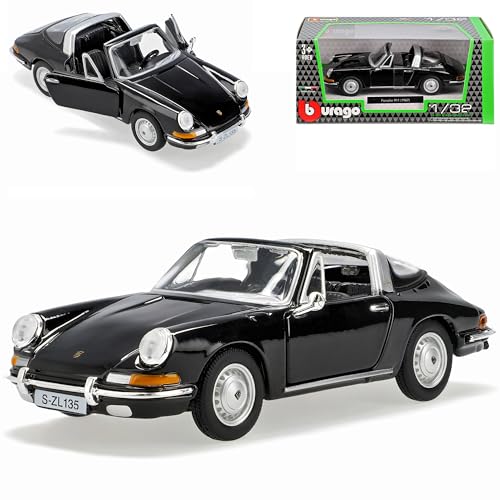 Generisch Porsche 911 Urmodell Targa Schwarz 1963-1973 1/32 Burago Modell Auto von Generisch