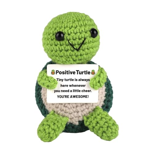 Generisch Positive Crochet Turtle, Emotional Support Plush Doll, Crochet Decor, Funny Emotional Support Toy, Cute Stuff for Kids Adults von Generisch