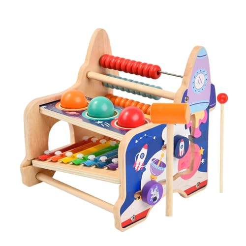 Generisch Pound Ball Xylophone Educational Toy, Wooden Pound Ball Xylophone, Hammering Pounding Toy for Kids, Wood Hammering Pounding Activity for 3-5 Years Old Boys, Developmental Musical Xylophone von Generisch