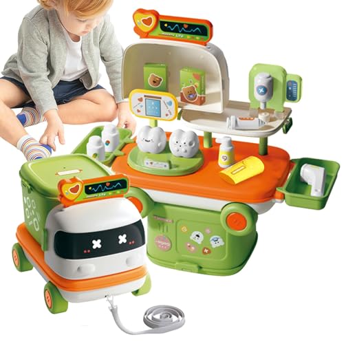 Pretend Play Kitchen, Pretend Doctor Toy Kit | Arztset in Autoform für angehende Mediziner,Kinderküchen-Spielset und sicheres Make-up-Set für kleine Mädchen, Mini-Arztpflegespielzeug für von Generisch