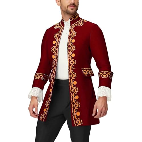 Generisch Prinz Kostüm Herren - Edelmann Mantel Herren Stickerei Gothic Jacke Mittelalter Hof Blazer Königlicher Prinz Kleidung Steampunk Frack Halloween Karneval Cosplaye Generisch Prinz Kostüm Herren - Edelmann Mantel Herren Stickerei Gothic Jacke Mittelalter Hof Blazer Königlicher Prinz Kleidung Steampunk Frack Halloween Karneval Cosplaye von Generisch