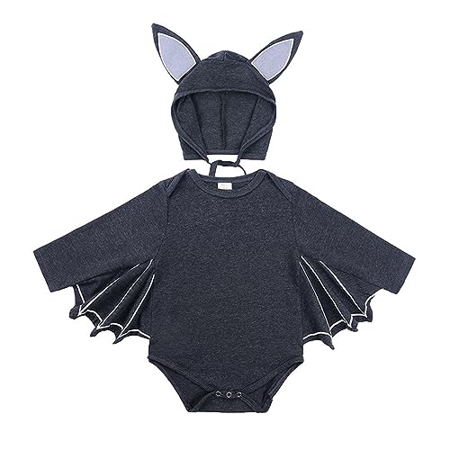 Generisch Produkte Neugeborenes Baby Jungen Mädchen Body und Hut Outfits Strampler Kostüm Cosplay Halloween Overall Shirt Baby Junge (Grey, 6-12 Months) von Generisch