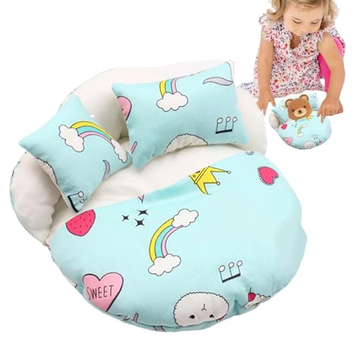 Generisch Puppenbett, Spielzeugschlafsack Puppenschlafbett mit 2 Kissen Kleines Schlafsackbett, Schlafzimmerzubehör für Puppen, süße Dekoration von Generisch