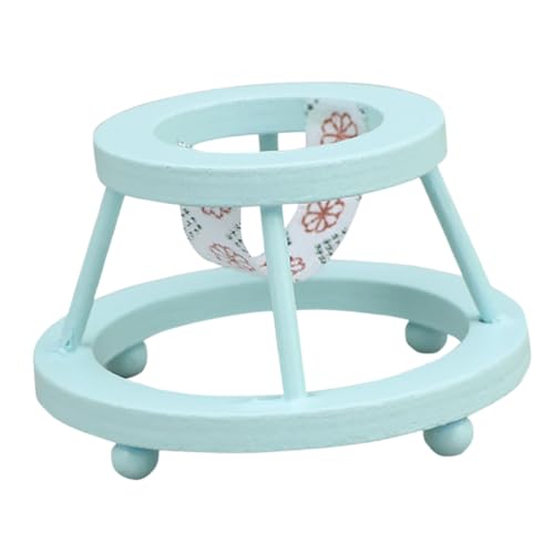 Generisch Puppenhaus babyzimmer holzmöbel kinderkrippe für Holzmodell Miniaturmöbel Puppenwagen winzige Hausmöbel Miniatur-Babymöbel Möbel für Kleinkinder MDF Sky-Blue von Generisch