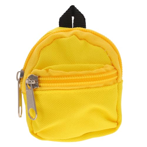 Generisch Puppenrucksack Mini Puppenträger Puppenkleidung Taschen Puppen Schulranzen Rucksack für Puppen Puppenmode kleine Schultasche dekorative Puppenschultasche Polyester Yellow von Generisch