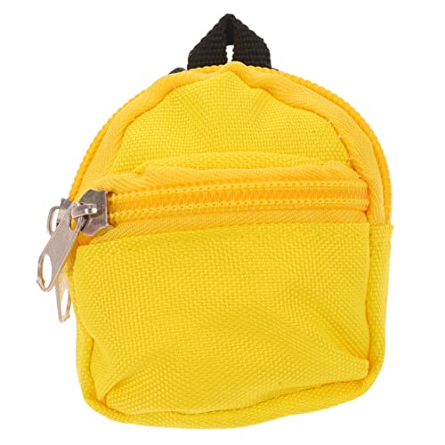 Generisch Puppenrucksack Miniatur Rucksackpuppe Beutel Umhängetasche Mädchen Puppen Schulranzen Rucksack für Puppen Mini-Schultaschen-Ornament Mini-Puppe-Ornament Polyester Yellow von Generisch