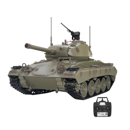 Generisch RC Militär Panzer,1/16 2.4G RC M24 Kampfpanzer Modellbau - Militär Panzer Spielzeug mit Raucheffekten für Erwachsene - US M24 Panzer Bausatz9 (Standardausführung) von Generisch