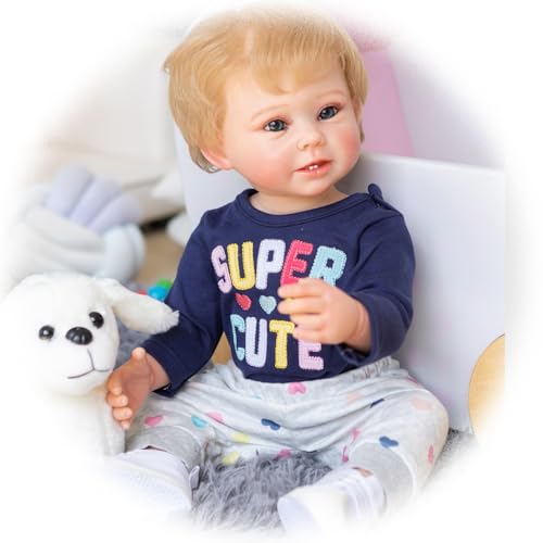 Generisch Reborn Baby Reborn Puppe Jungen 22 Zoll Handgefertigte Lebensechte Babypuppen weicher Vinyl Silikon wie EIN echtes Baby Wiedergeborener von Generisch