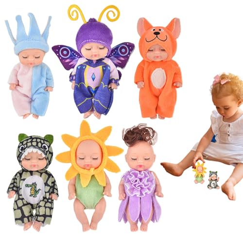 Generisch Reborn-Puppen für Kleinkinder, Reborn-Puppen-Set - Pädagogische Kleinkindpuppe 6 Stück | Reborn-Puppenspielzeug, 5,1-Zoll-Puppe mit weichem Körper, echte Puppen für Kinder ab 3 Jahren von Generisch