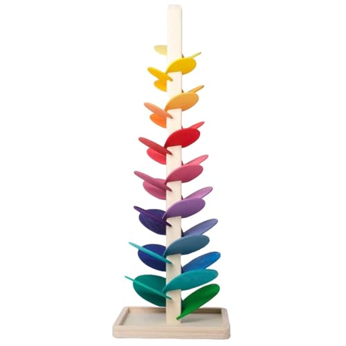 Generisch Regenbogen Holzspielzeug - Rainbow Musical Tree Kit mit Holzkugel, feine sportliche Entwicklung Pädagogik -Spielzeugblöcke Bright Color Toys Truck Rolling Tree Accessoires zum Geburtst von Generisch