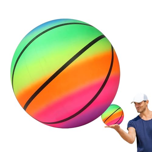 Generisch Regenbogen-Hüpfball, Regenbogen-Fußball, Aufblasbare Bälle für Kinder, Aufblasbarer Strandball, bunter Ball, Schwimmbad-Party, Wasserspiel, Strandsportball, lustiges Spielzeug für Kinder von Generisch