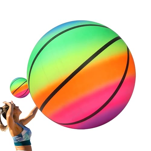 Generisch Regenbogen-Spielplatzball,Regenbogenball | Aufblasbare Bälle für Kinder - Aufblasbarer Strandball, bunter Ball, Schwimmbad-Party, Wasserspiel, Strandsportball, lustiges Spielzeug für Kinder von Generisch