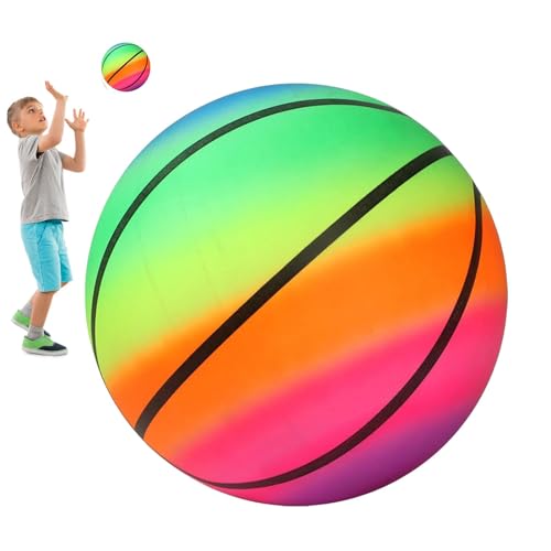 Generisch Regenbogenball,Regenbogen-Hüpfball | Aufblasbarer Hüpfball | Aufblasbare Wasserspiele für Kinder, Strandball, Schwimmbadspielzeug, Sommer-Spaß im Freien, Wasserball-Requisite für Kinder von Generisch