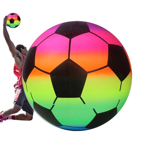 Generisch Regenbogenball,Regenbogen-Hüpfball - Aufblasbarer Wasserball - Aufblasbarer Strandball, bunter Ball, Schwimmbad-Party, Wasserspiel, Strandsportball, lustiges Spielzeug für Kinder von Generisch