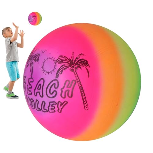 Generisch Regenbogenball,Regenbogen-Hüpfball - Outdoor-Wasserball,Bunter aufblasbarer Strandball, aufblasbarer Urlaubs-Schwimmbad-Partyspielball im Freien für Kinder oder Erwachsene von Generisch