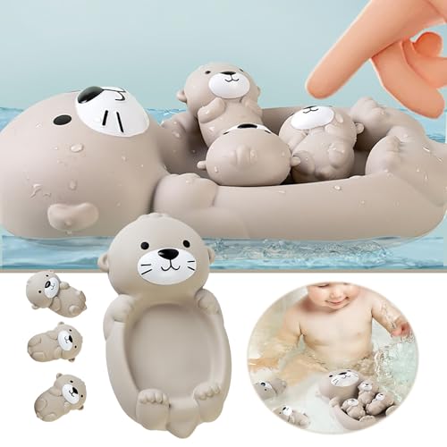 Generisch Sandkasten Spielzeug 3pcs Otter Badewanne Spielzeug 1 Mutter Otter Und 3 Baby Otter Süße Schwimmende Poolspielzeug Leicht Zu Reinigende Stapelgummi -Badewannenspielzeug von Generisch