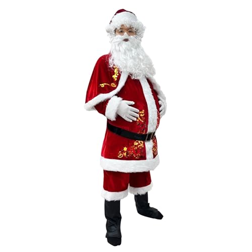 Generisch Santa Claus Costume, Weihnachtsmann Kostüm Herren Weihnachtsanzug Cosplay Weihnachtsmänner Lustige Santa Claus Costume Für Erwachsene Winter Weihnachtsmann Mantel Weihnachtskostüm 12pc von Generisch