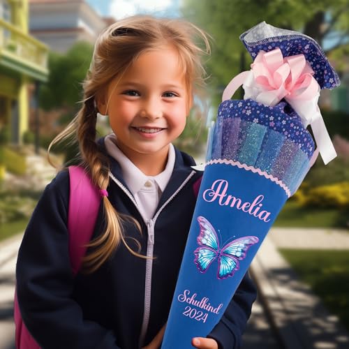 Generisch Schultüte 70 cm passend zum Schulranzen Step Cloud Butterfly Maja für Mädchen Zuckertüte Einschulung schultüte als Kissen von Generisch