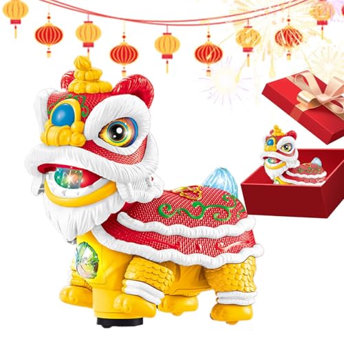 Generisch Shaking Waking Lion, Lucky Lion Dance Model, Lion Dance Model with Light, 20x11x21.5 cm, Lion Dance Toy with Shaking and Light Features, Car Dashboard Ornament for Home and Auto Decoration von Generisch