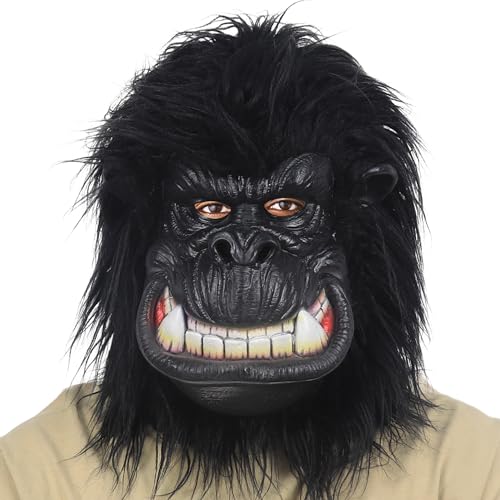 shayulajiao Gorilla Maske,Schimpansen Tier Latex Vollkopfmaske für Halloween,Realistische lustige Affenmaske Kostüm für Halloween Karneval Kostüm Party von shayulajiao