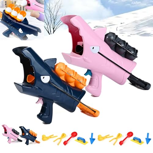 Generisch Shark Snowball Gun, Fun Shark Snowball Launcher, Snowball Maker Toy, Winter Outdoor Toys with Snowball Launcher, Outdoor Winter Toys Snow Ball Clip for Teenagers Adults (Blue+Pink) von Generisch