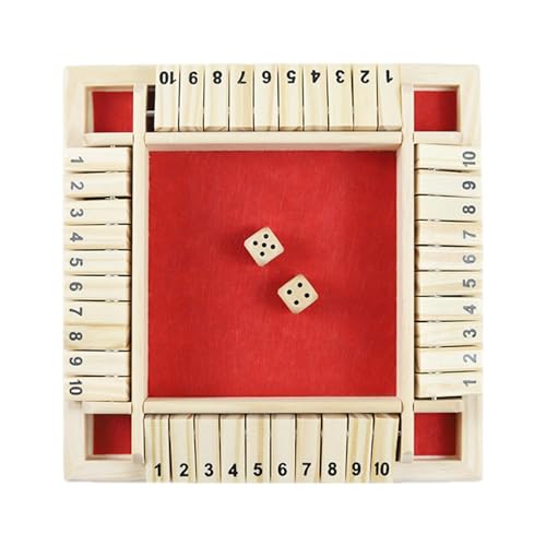 Generisch Shut Box-Spiel | Verschließe die Kiste aus Holz - Tischspiele für Kinder und Erwachsene, Familie, Klassenzimmer, Zuhause, Party oder Kneipe, Mathe-Brettspiele, Unterhaltung, 2–4 Spieler von Generisch