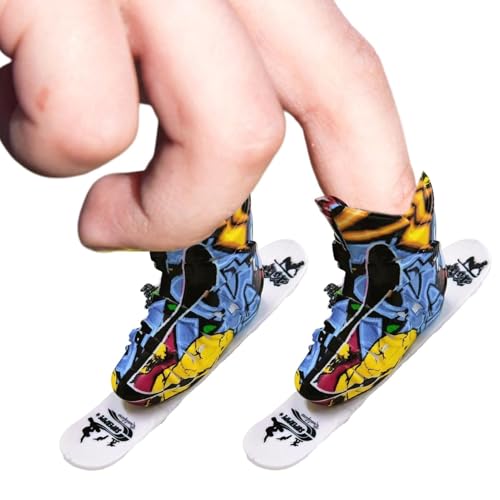 Generisch -Skateboards Fingerboard -Skateboardschuhe Bunte Finger Skates Spielzeug Sneakers für Kinder Mädchen, Finger Breakdance Training Requisiten von Generisch