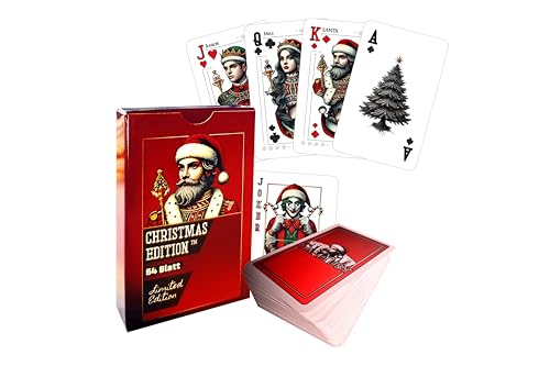 Spielkarten Weihnachtsedition | 54 Blatt Kartenspiel Bridgekarten im Weihnachtsdesign | Perfekt für Weihnachten Weihnachtsspiel | GamYuby von Generisch