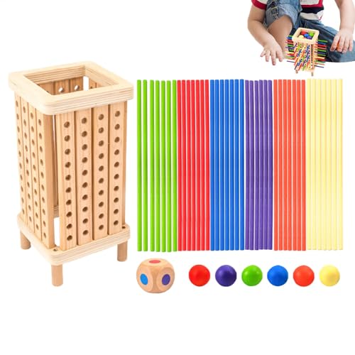 Generisch Stick Tower-Spiel, Stick Pull-Spiel - Holzstäbchen, soziales Brettspiel - Bunte Stick-Mathe-Lernspielzeug-Würfelspiele, lustige Lernspiele für Kinder, und Mädchen ab 3 Jahren von Generisch