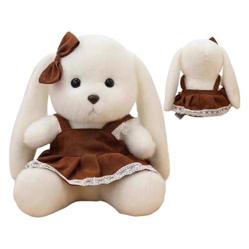 Generisch Stoffkaninchen-Plüsch,Kaninchen-Stofftier,Kaninchenpuppe Stofftier - Plüschtiere mit braunem Kleid, Hasen-Plüschtiere, Kaninchen-Plüsch-weiche Puppe, Stofftiere für Mädchen und von Generisch