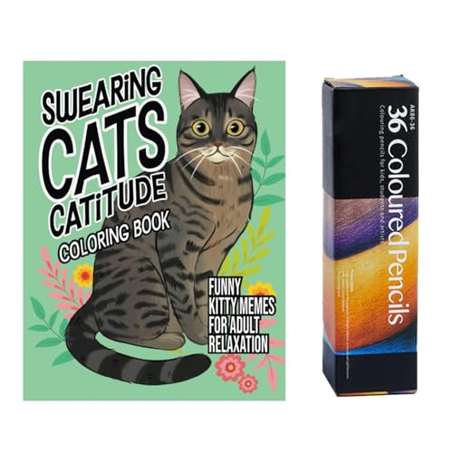 Generisch Swearing Cats Catitude-Malbuch, Katzen-Malbücher Für Erwachsene, Katzen-Malbuch Für Katzenliebhaber. Urkomische Kitty-Memes Zur Entspannung, Entspannende Und Stressabbauende Katzenszenen von Generisch