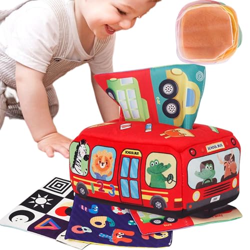 Generisch -Taschentuchbox, Kinder-Taschentuchbox - Schal Spielzeug Taschentuchbox | Kontrastreiches Spielzeug mit Knisterpapier, Taschentuchbox für Babys, Spielzeug für frühes Lernen und Bi von Generisch
