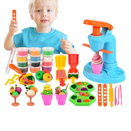 Generisch Ton-Set Spielen - Fun Play Dough Küchenkreationen - Nudelmaschine Eiscreme Party Play Food Set für Kinder Kinder Pretend Play Dough Toys von Generisch