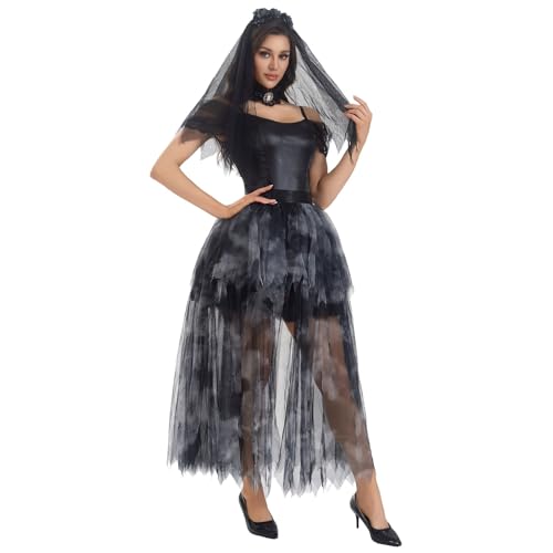 Generisch Vampir Steampunk horror braut Kleid Damen Halloween Kostüm Gothic Kleidung maleficent gruselig Bekleidung Schwarz L Generisch Vampir Steampunk horror braut Kleid Damen Halloween Kostüm Gothic Kleidung maleficent gruselig Bekleidung Schwarz L von Generisch