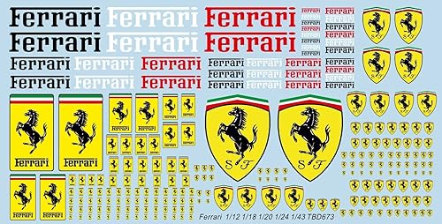 Generisch Waterslide Decals Logo Treppe 1/12 1/14 1/18 1/20 1/23 1/24 1/32 1/43 kompatibel mit Ferrari Slot Cars und Modellen TBD673 von Generisch