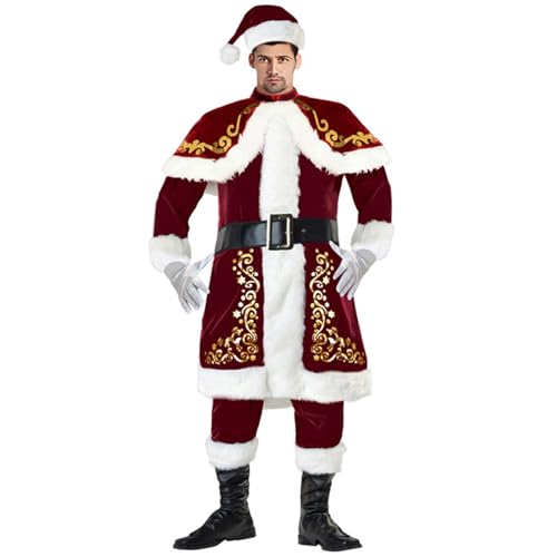 Generisch Weihnachtsmann Kostüm Herren, Weihnachtsmann Kostüm Herren Cosplay Weihnachtsmann Mantel Weihnachtskostüm Lustige Weihnachtsmänner Winter Santa Claus Costume Für Erwachsene Weihnachtsanzug von Generisch