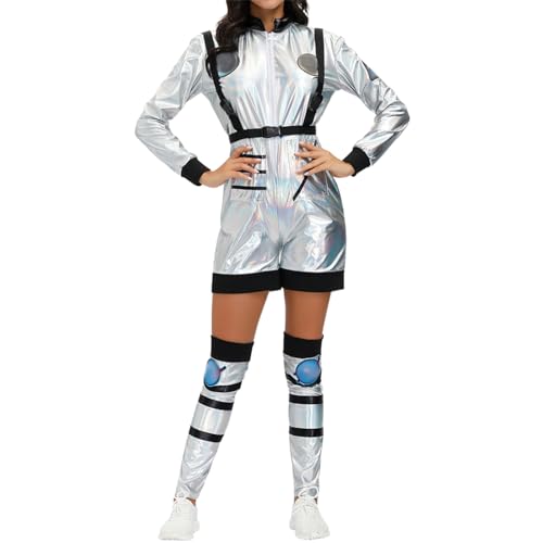 Generisch Weltraum Kostüm Damen, Astronaut Kostüm Herren Damen, Alien Weltall Space Kostüm Faschingskostüme Männer Overall Herren Karneval Kostüm Damen Herren von Generisch