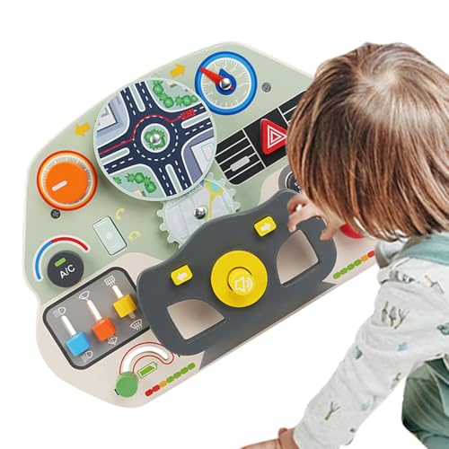 Generisch Wooden Car Steering Wheel Toy, Fine Motor Skills Learning, Preschool Driving Wheel Activity, Travel Toy, Pretend Play Sensory Board for Boys and Girls 11.81x8.66 Inches Wood von Generisch