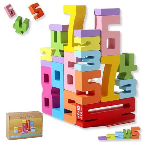 Generisch Wooden Number Building Blocks, Montessori Inspired Wooden Number Blocks, Number Blocks Toys for Kids (Regular,1Set) von Generisch