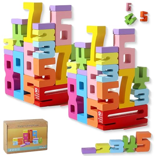 Generisch Wooden Number Building Blocks, Montessori Inspired Wooden Number Blocks, Number Blocks Toys for Kids (Regular,2Set) von Generisch