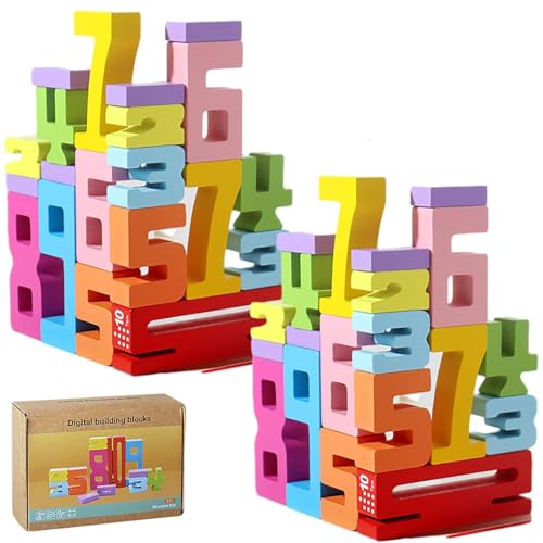 Generisch Wooden Number Building Blocks, Wooden Number Blocks, Montessori Inspired Number Block, Number Blocks Toys for Kids, Educational Sensory Wooden Number Blocks for 3+ Years Old Kids (2pcs) von Generisch