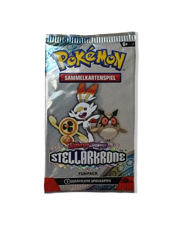 Generisch für Pokemon Karmesin & Purpur Stellarkrone Booster Pack Funpack - Sammelkarten - DEUTSCH 3 Karten je Packung NEU & OVP (Stellarkrone) von Generisch