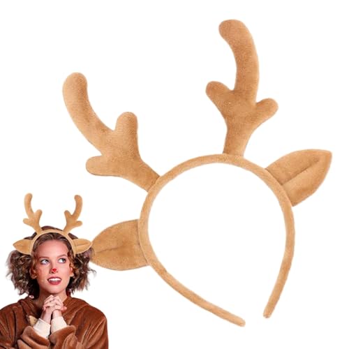 Geweih Haarreif, Weihnachts Haarschmuck,Geweih Haarreif Mit,Weihnachts Rentier Stirnbänder,Tierohren-Stirnband Für Cosplay-Hirschkostüm, Weihnachtszubehör, Bopper-Hüte Für Weihnachtsfeie von Generisch