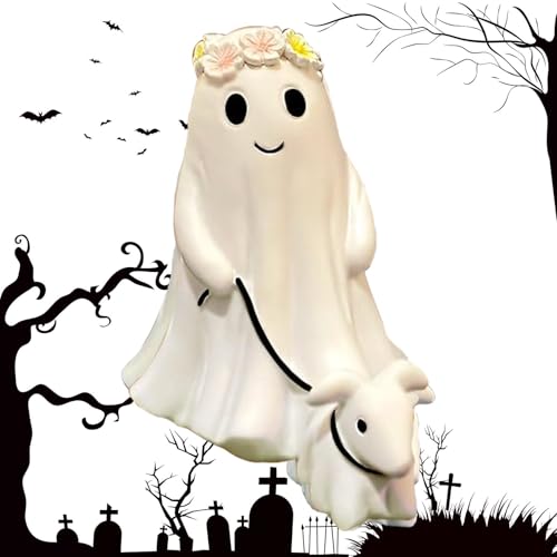 Ghost Walking Dog Dekoration | Süßes Geister-Party- | Halloween-Hundedekorationen | Skurriles Geister- und Hundedekor | Halloween-Figuren-Nachtlicht für Tischdekorationen von Generisch