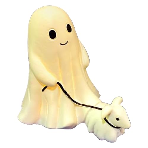 Ghost Walking Dog Dekoration | Süßes Geister-Party- | Halloween-Hundedekorationen | Skurriles Geister- und Hundedekor | Halloween-Figuren-Nachtlicht für Tischdekorationen von Generisch