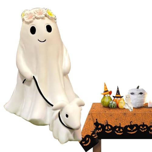 Ghost Walking Dog Dekoration | Süßes Geister-Party- | Halloween-Hundedekorationen | Skurriles Geister- und Hundedekor | Halloween-Figuren-Nachtlicht für Tischdekorationen von Generisch