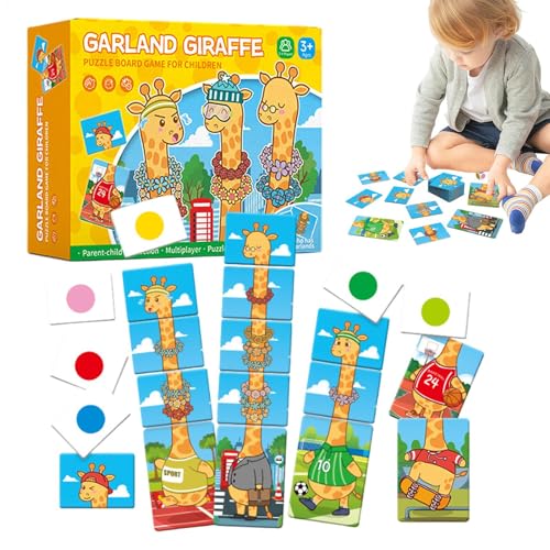 Giraffen-Matching-Spiel, farblich passendes Spielzeug,Giraffe mit Girlande passendes Kartenbrettspiel | Farbzählen und Sortieren von Feinmotorikspielzeugen, pädagogisches Lernspiel für Kinder im Vorsc von Generisch