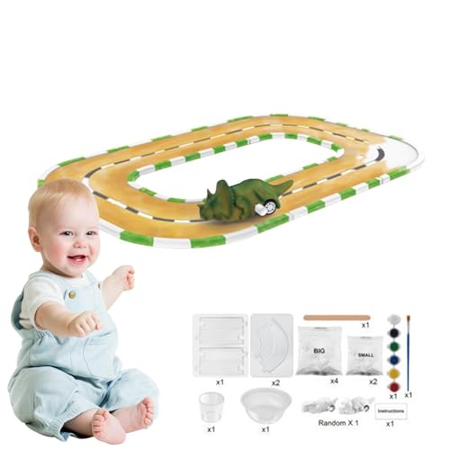 Gleis-Malspielzeug,Gleis-Malspielzeug - Malset Track Play Set,Glattes Schienenset mit bunten Farben und Pinseln, kreatives Malbahn-Spielzeugspielset für Kindergeburtstag und Kindertag von Generisch