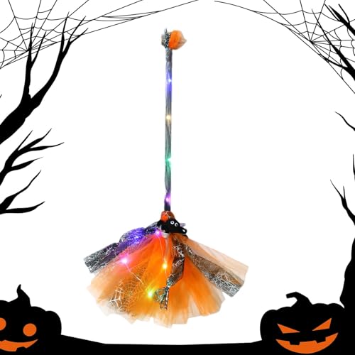 Glühen im dunklen Hexenbesen, Halloween Witch Broom Wizard Besen | Halloween Witch Broom mit LED -Licht für Halloween -Kostüme -Party -Kostümartikel von Generisch