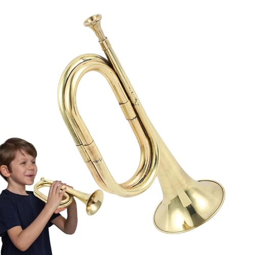 Gold Trumpet, Trumpet for Kids, Pocket Trumpet Musical Instrument, Pocket Trumpet Brass Instrument, 30.5cm/12.01 Inches Brass Toy Trumpet for Music Enthusiasts, Beginner Musicians or Performance von Generisch